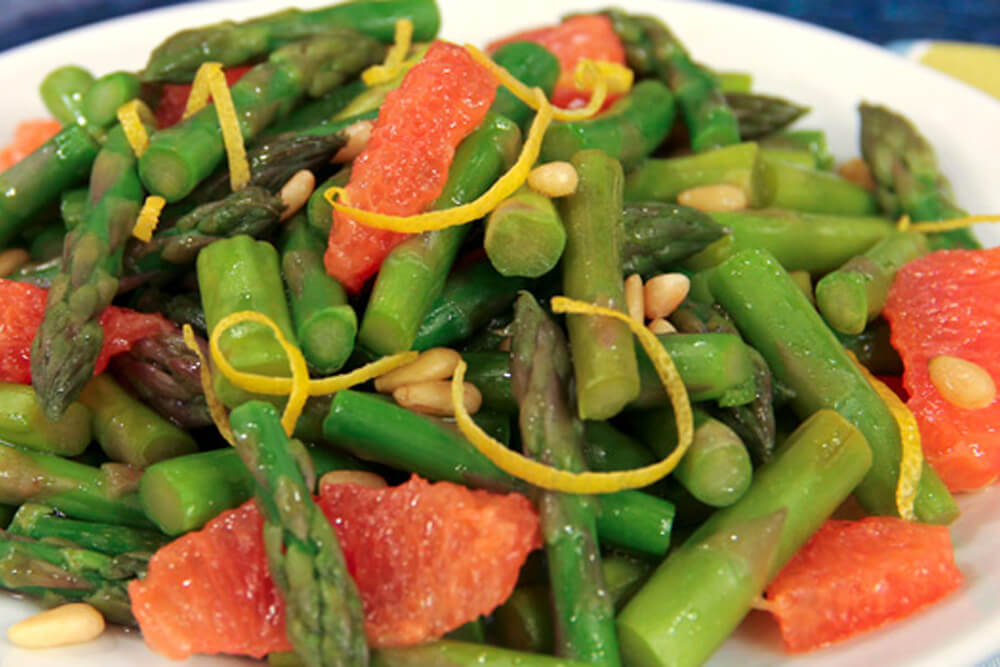 Grilled Asparagus with Pine Nuts and Grapefruit